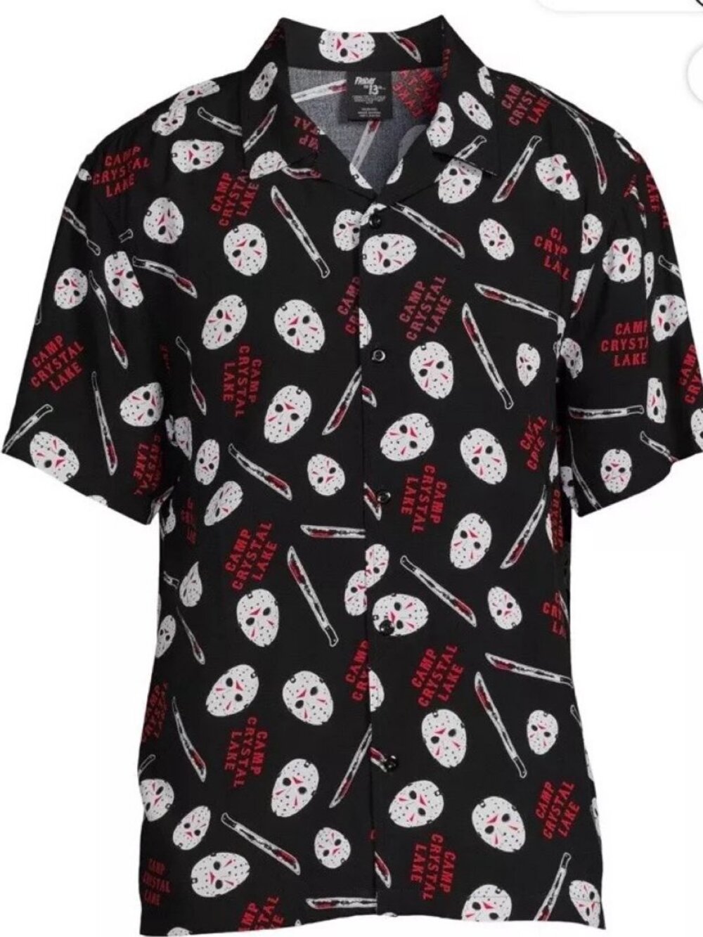 Friday the 13th Jason Voorhees Camp Crystal Lake Camp Shirt Mens 2XL Horror